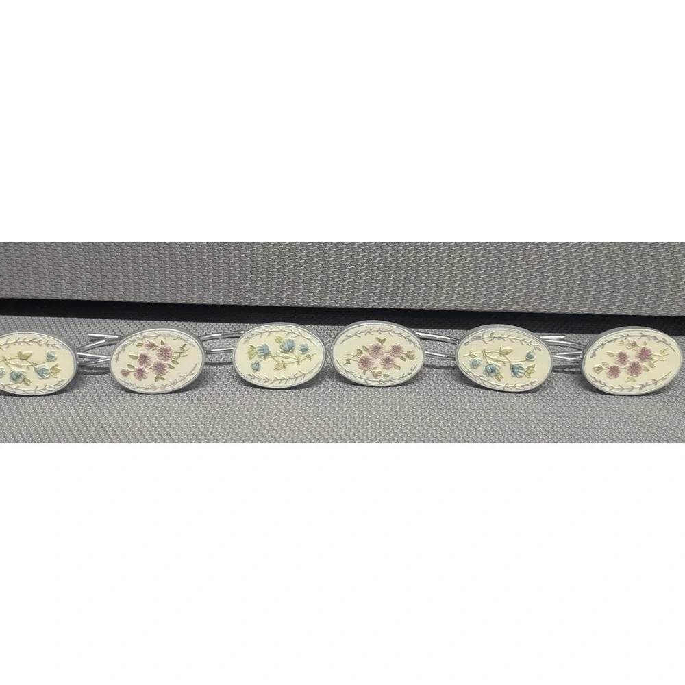 VTG Floral Shower Curtain Hooks Set of 6 Blue Purple Resin Cottagecore DaintyFem